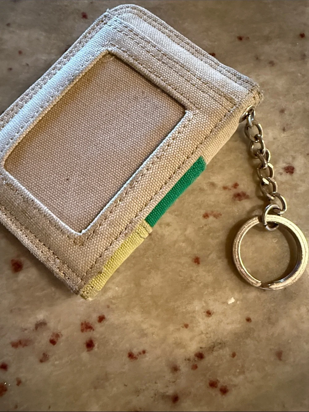 AE Canvas Keychain Card Wallet - Green/Tan